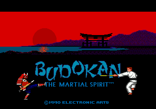 Budokan: The Martial Spirit title screen for Sega Genesis